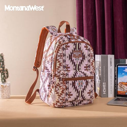 Montana West Backpack Purse for Women Western Aztec Backpack Purse Lightweight Casual Daypack for Travel - color: C-light Brown