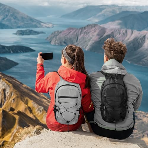 Small Hiking Backpack, 15L Nylon Ultralight Collapsible Backpack - color: Light Gray