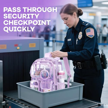 Clear Backpacks for Stadium Events Heavy Duty Clear Bookbag for School Girls Transparent Back Pack, Purple - color: Purple