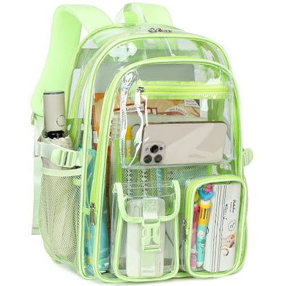 abshoo Large Clear Backpack For Girls Women School Bookbag Heavy Duty Transparent Backpack (Green) - color: Green