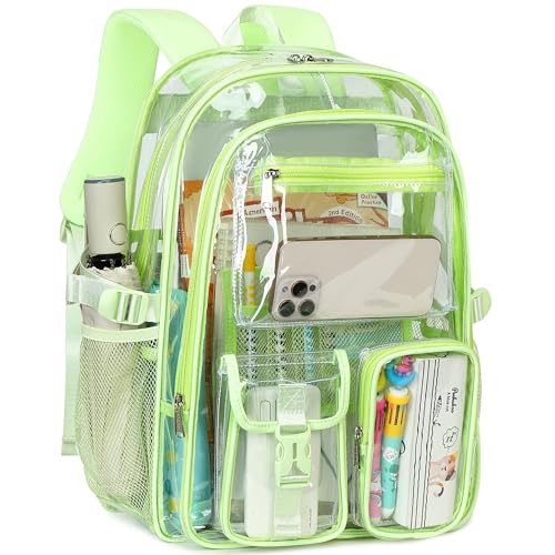 abshoo Large Clear Backpack For Girls Women School Bookbag Heavy Duty Transparent Backpack (Green) - color: Green