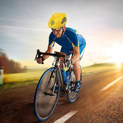 TOPIND Bike Helmet Cover High Visibility Waterproof Cycling Helmet Rain Cover with Reflective Strip Dustproof Breathable Mountain Road Bicycle Helmet Snow Cover Ride Gear - color: Yellow, size: Large