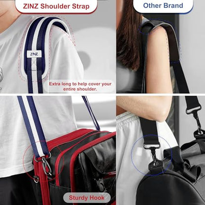 ZINZ 74" Shoulder Strap with Fixed Pad and Dual Balanced Buckles，Blue-White-Blue Stripe - color: Blue-white-blue Stripe