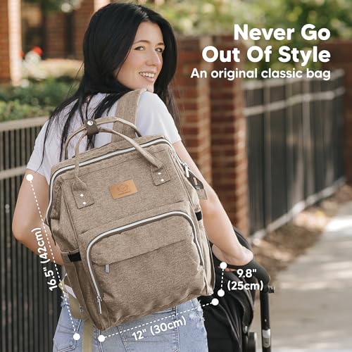 KeaBabies Baby Diaper Bag Backpack - Large Baby Bag for Boys, Girls, Waterproof Multi Function Travel Diaper Backpack with Changing Pad, Durable Travel Essentials for Moms and Dads (Coffee Brown) - color: Coffee Brown