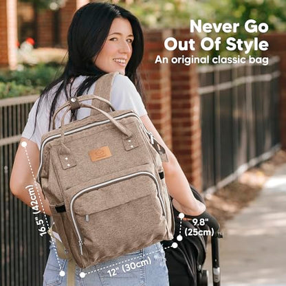 KeaBabies Baby Diaper Bag Backpack - Large Baby Bag for Boys, Girls, Waterproof Multi Function Travel Diaper Backpack with Changing Pad, Durable Travel Essentials for Moms and Dads (Coffee Brown) - color: Coffee Brown