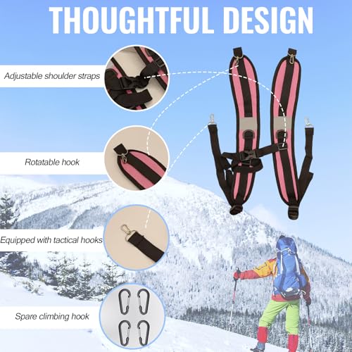 PAASTAl Backpack Straps,Relacement Adjustable Padded Shoulder Straps for Bag, with Metal/Plastic Clips. - color: Pink Alloy