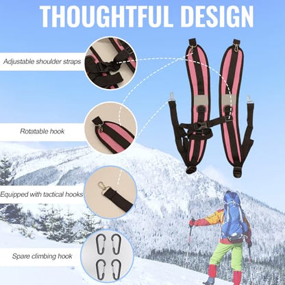 PAASTAl Backpack Straps,Relacement Adjustable Padded Shoulder Straps for Bag, with Metal/Plastic Clips. - color: Pink Alloy