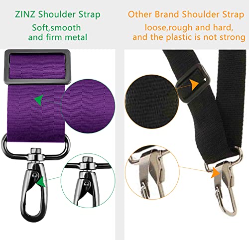 ZINZ 79 inch Shoulder Strap, Extra-thick Fixed Cushion Pad and Dual Clasps Universal Replacement Strap with Metal Swivel Hooks for Laptop Bags, Luggage Bags, Camera, Crossbody (200cm,Purple) - color: Purple