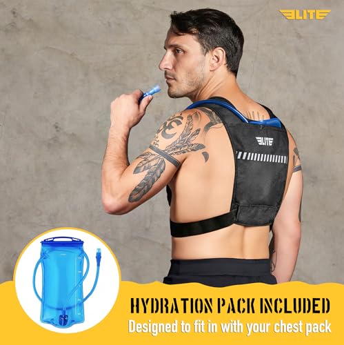 Elite Hydra Running Chest Pack w/ Gun Holster, Phone Holder Touch Friendly, Camera Pocket for Men/Women Lightweight Hydration Vest Chest Rig w/ Water Bladder for Marathon, Cycling, ADV Camping, Skiing - size: Small