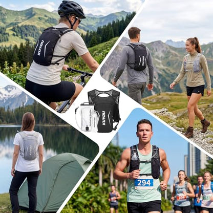 KUYOU Running Vest for Women & Men, Lightweight Hydration Backpack with 2L Water Bladder, Water Backpack for Trail Running, Hiking, Cycling & Marathon - color: Black-2L