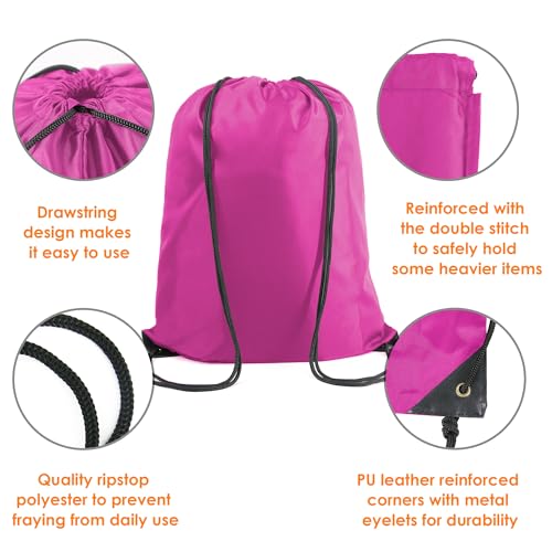 BeeGreen Black Pink Drawstring Backpack Bags Bulk 2 Pack X-Large 22.4" L x 17.5" W Sports Cinch Sack Gym String Bags Machine Washable Heavy Duty String Backpack For Men Women - color: Black Pink