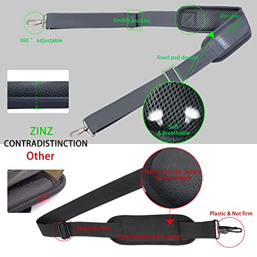 ZINZ 79 inch Shoulder Strap, Extra-thick Fixed Cushion Pad and Dual Clasps Universal Replacement Strap with Metal Swivel Hooks for Laptop Bags, Luggage Bags, Camera, Crossbody (200cm,Dark Gray) - color: Dark Grey