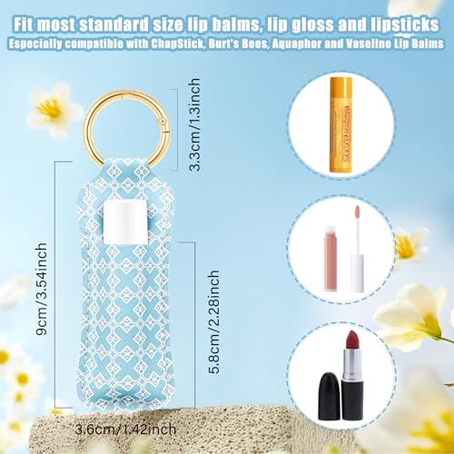 WK IEASON Lip Balm Holder for Chapstick Lipstick Sleeve Keychain,Small Christmas Gifts Stocking Stuffers for Teen Girls Women - color: 3 Pcs Floral Set B