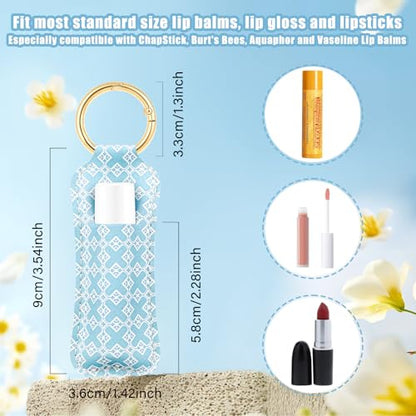 WK IEASON Lip Balm Holder for Chapstick Lipstick Sleeve Keychain,Small Christmas Gifts Stocking Stuffers for Teen Girls Women - color: 3 Pcs Floral Set B