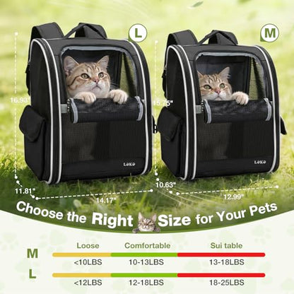 Lekereise Dog Carrier Backpack for Small Medium Large Dogs Cats up to 25 lbs, Breathable Pet Backpack Carrier with 3 Entrances, Collapsible Cat Backpack Carrier, Travel Hiking Puppy Backpack - color: Black, size: 14.2"L x 11.8"W x 16.9"H