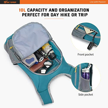 SKYSPER Small Daypack 10L Hiking Backpack Packable Lightweight Travel Day Pack for Women Men - color: Teal, size: 10l