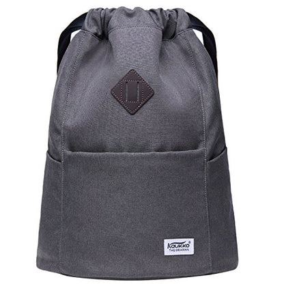 KAUKKO Drawstring Sports Backpack Gym Yoga Bag Shoulder Rucksack for Men and Women GREY 29.44L - color: Dark Grey3031