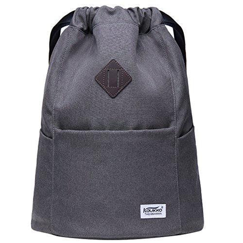 KAUKKO Drawstring Sports Backpack Gym Yoga Bag Shoulder Rucksack for Men and Women GREY 29.44L - color: Dark Grey3031