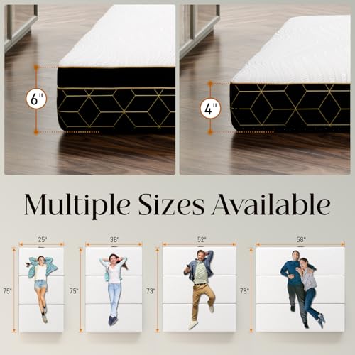 GEMBED Tri-Fold Memory Foam Mattress Full - 4 Inch Portable Folding Sofa Bed with Handle & Washable Cover, Floor Sofa Bed with Non-Slip Base, Space-Saving for Room, Travel, Guest Bed, RV, 73"x52"x4" - size: Full, style: 4 Inch