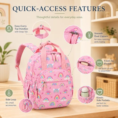 Bluboon Toddler Backpack for Girls Boys 3-6 Cute 15" Preschool Kindergarten Backpacks Kids Daycare Bags School Travel (Age 4-8 (15" H Fit A4 Folder)) - color: Pink-rainbow Bow L, size: Age 4-8 (15" H Fit A4 Folder)