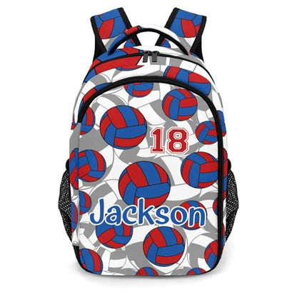Red Blue Volleyball Pattern Casual Backpack Daypack Bookbag Laptop Bag Custom Shoulders Backpacks for Gifts - color: Red Blue Volleyball Pattern