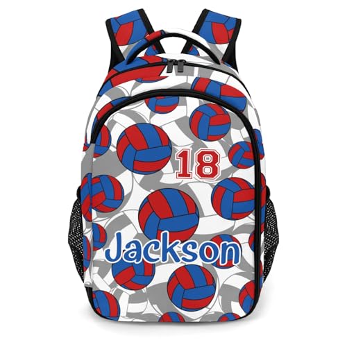 Red Blue Volleyball Pattern Casual Backpack Daypack Bookbag Laptop Bag Custom Shoulders Backpacks for Gifts - color: Red Blue Volleyball Pattern