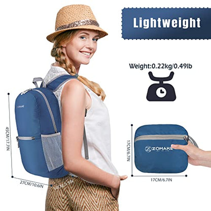 ZOMAKE Ultra Lightweight Hiking Backpack 20L, Packable Small Backpacks Water Resistant Daypack for Women Men(Navy Blue) - color: Royal Blue-b