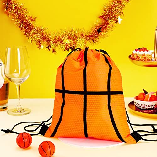 Tanlade 24 Pcs Drawstring Bags Cinch Sack Candy Drawstring Bag Goodie Favor Bags Supplies Gifts for Sports Party Men Women(Basketball,10 x 12 Inch) - size: 10 x 12 Inch, style: Basketball