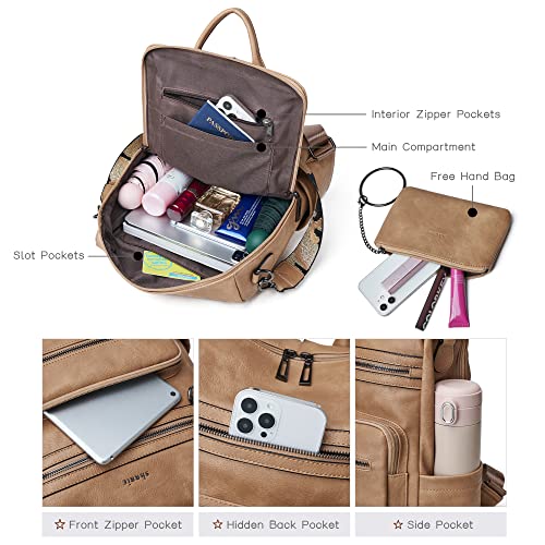 Shrrie Backpack Purse for Women Leather Backpack Fashion Designer Travel Backpack Convertible Shoulder Bag - color: 2-1 Two-tone Camel Brown