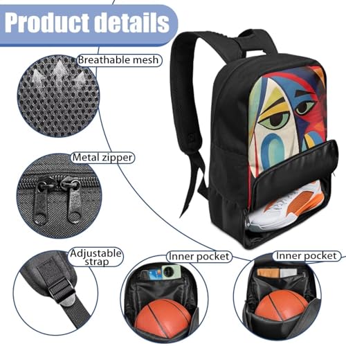 Basketball Backpack With Separate Ball Compartment And Shoes Fit Basketball Volleyball Football - color: Abstract Painting
