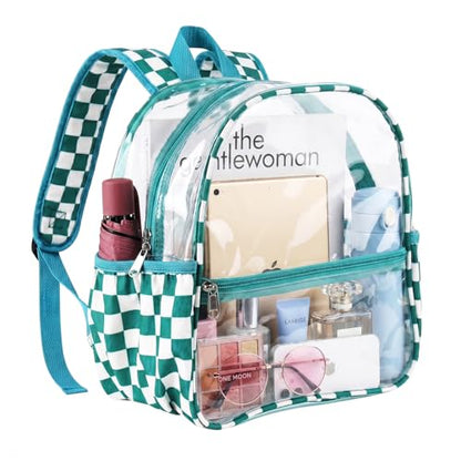 Fomaris Stadium Approved Clear Backpack 12x6x12 Clear Bag for Stadium Events, Sports, Concerts, Festivals - Checkered Green - color: Checkered Green