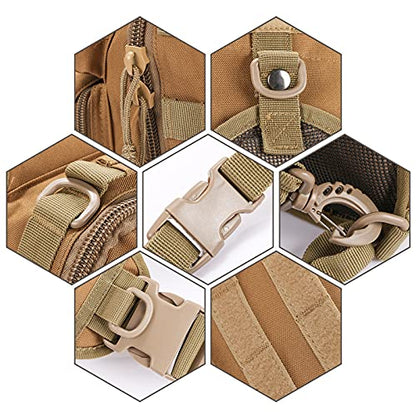 3 Pack Molle Pouch Combo Water Bottle Pouch Holder Tactical Molle Pouches Compact Utility Waist Bag Pack - color: Combo C:Khaki