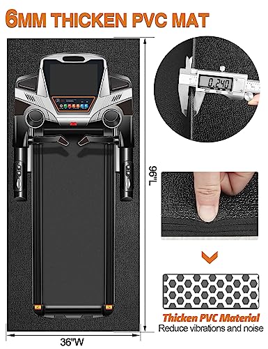 Treadmill Mat 96"x36", WERCHO Walking Pad Mat for Carpet Hardwood Floors 6mm Heavy-Duty Exercise Equipment Mat for Rowing Machine, Treadmil Pad, Spin Bike, Elliptical Trainer, Home, Gym - size: 96"L x 36"W x 0.24"Th