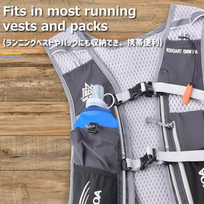 Azarxis TPU Soft Flask Collapsible Water Bottle Running Folding Gel Water Reservoir Handheld for Hydration Pack Hiking Cycling Climbing Jogging Marathon Trail Race - color: #01 Blue - 250 ml - 2-pack