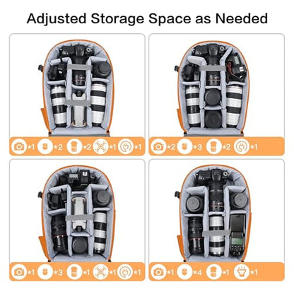MOSISO Camera Backpack, DSLR/SLR/Mirrorless Photography Camera Bag 15-16 inch Waterproof Hardshell Case with Tripod Holder&Laptop Compartment Compatible with Canon/Nikon/Sony, Orange - color: Orange