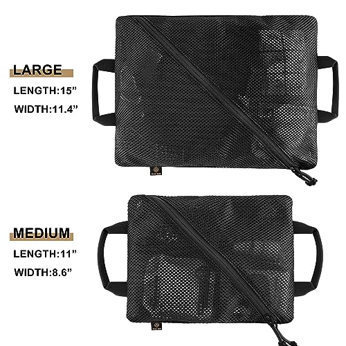 PETAC GEAR Tactical Storage Mesh Pouch Set,Insert Modular Utility Admin Pockets,Travel Organizer EDC Bag - color: Black