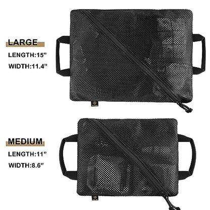 PETAC GEAR Tactical Storage Mesh Pouch Set,Insert Modular Utility Admin Pockets,Travel Organizer EDC Bag - color: Black