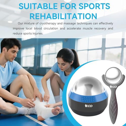 iECO Cold Massage Roller Ball - Ice Roller Ball for Muscles Deep Tissue, Cold & Heat Therapy, Plantar Fasciitis Roller - color: Blue+black