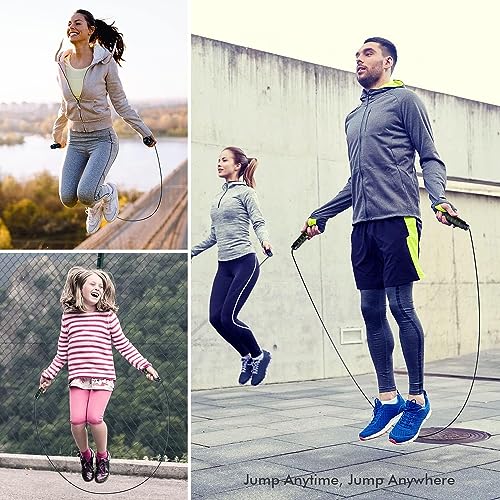 Jump Rope, Rapid Speed Jumping Rope Cable with Ball Bearings for Women, Men, and Kids, Adjustable Steel Jump Rope with Foam Handles for Home Gym Exercise Fitness Workout Equipment & Slim Body - color: Green & Black