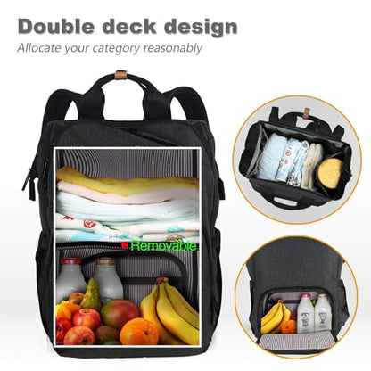 Hap Tim Diaper Bag Backpack,Large Capacity Travel Back Pack Maternity Baby Nappy Changing Bags, Double Compartments with Stroller Straps,Waterproof,Black (US7340-DG) - color: Dark Grey