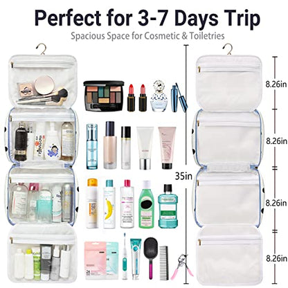 Bosidu Hanging Travel Toiletry Bag,Large Capacity Cosmetic Travel Toiletry Organizer for Women with 4 Compartments & 1 Sturdy Hook,Perfect for Travel/Daily Use/Christmas - color: Polka dot
