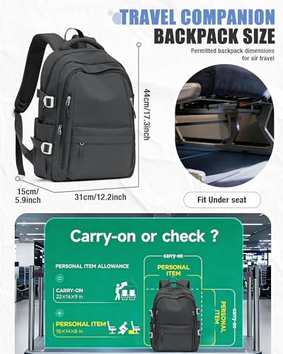BOXSAM Lightweight Backpack for Women, Large Laptop Travel Backpack Casual Daypack Bag Rucksack for Men.Grey - color: Grey