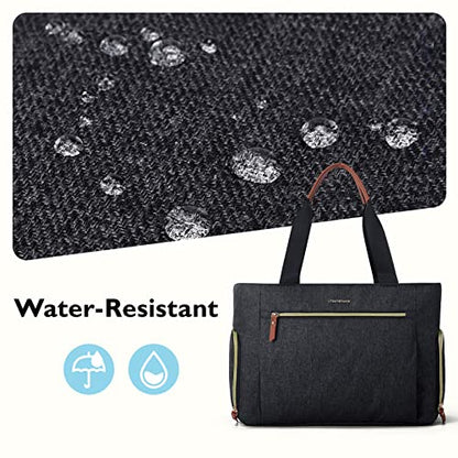 mommore Breast Pump Bag Diaper Tote Bag with 15 Inch Laptop Sleeve Fit Most Breast Pumps Like Medela, Spectra S1,S2, Evenflo - color: Dark-grey