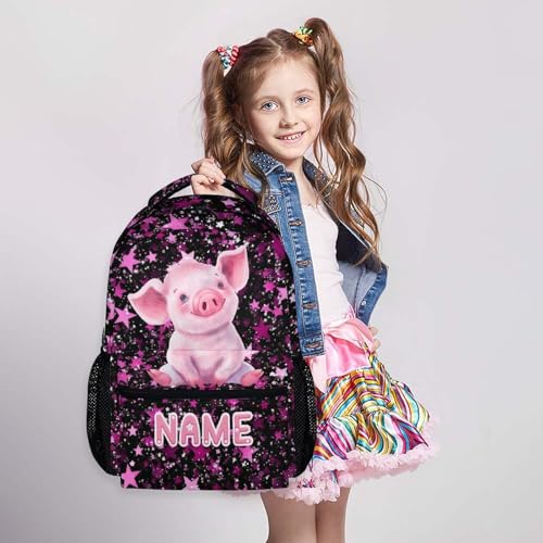 Girls Backpack Custom Pig Bookbag for Children Personalized Casual Animal Backpacks, Leisure Large Capacity Bookbags for Vacation Travel School - color: Pink3