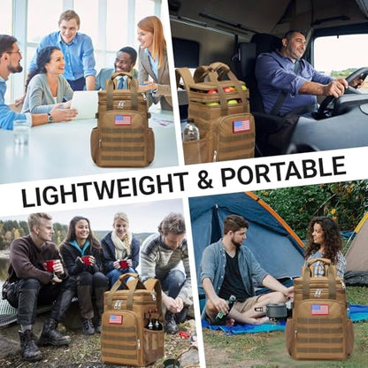 Fathers Day Gift-Tactical Backpack Cooler,Large Cooler Backpack Lunch Box for Men Adults Work with Handle,Insulated Soft Thermal Bag - color: Camo-yellow