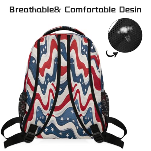 Large Backpack with 15.6 Inch Laptop Compartment, Abstract American Star Adult Backpack for Work, Travel & School College Boys Girls - color: Abstract American Star