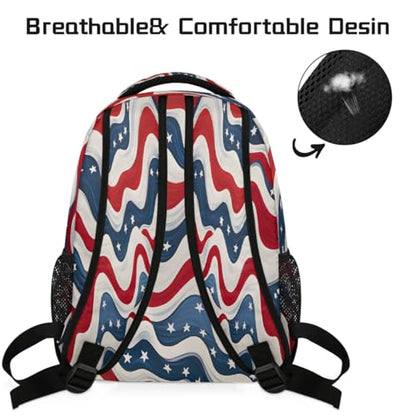Large Backpack with 15.6 Inch Laptop Compartment, Abstract American Star Adult Backpack for Work, Travel & School College Boys Girls - color: Abstract American Star