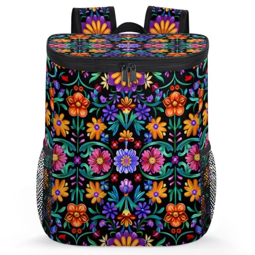 Insulated Cooler Backpack Portable Soft Cooler Bag Ice Chest Backpack for Camping Beach Picnic Lunch Work Travel - color: Multicolor 1