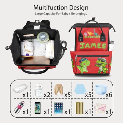 Personalized-Dipaer-Backpack for Baby-Boys Diaper Bag with-Name as Gift-for-Baby Mommy-Backpack - color: Red
