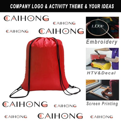 CAIHONG 100 Pack Drawstring Bags Bulk, Red Bulk Draw string Backpacks Cinch Snack Gym Draw String Bags for Women Men (Red,100Pcs) - color: Red